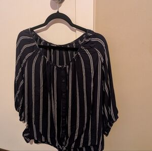 George Black and White Striped Blouse